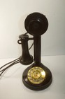 Vintage Deco-tel Black Rotary Dial Candlestick Telephone