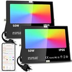  Led Flood Light Outdoor  500w Equivalent 5000lm Smart Rgb Landscape 2 Pack