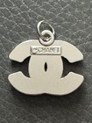 Chanel Zipper Pull charm Grey Rhinestones On Silver 22mm 