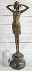 Vintage Signed Exotic Dancer Chiparus Bronze Statue Art Deco Brown Patina Statue