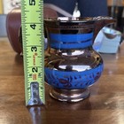 Antique Copper Lustre Blue Floral Pitcher Staffordshire 4 25 Inches Mid 1800s