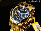 Invicta Men s 48mm Pro Diver Scuba Chronograph Blue Dial 18k Gold Plated Ss Watc