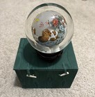 Vintage Handpainted Crystal Paperweight- Cavalier King Charles Spaniels Orig Box