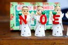Vintage 1950s Commodore Christmas Noel Angel Candle Holders Figurines Japan
