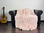 Luxurious Rex Rabbit Fur Blanket Throw Baby Pink     Handmade Fur Sofa Cover