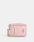 2026 Nwt Coach Zip Card Case In Signature Canvas Cw883 Powder Pink