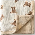  2 Layers Muslin Cotton Baby Blankets - Teddy Bear Toddler Quilt Crib Blanket  