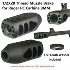 Black 1 2x28 Tpi Thread Low Concussion Tanker Muzzle Brake Compensator For 9mm