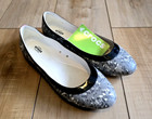 Nwt Crocs Lina Graphic Oyster White Black Print Women Ballet Flat Slip On Sz 8