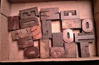 19 Antique Printers Block Letterpress Wooden Printing Letters