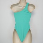 Topshop One Shoulder Crinkle Rib Swimsuit Size Xs Blue Green One Piece F100251