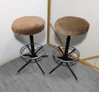 Vintage Set Of 3 Mid Century Modern Atomic Metal Swivel Adjustable Bar Stools