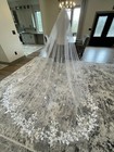 New Long Ivy Leaf Trim Bridal Veil Wedding Lace Floral Cathedral  Ivory Or White