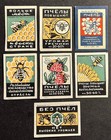Travelstamps  Russia Matchbox Labels - Honey Bees - Lot Of 7 