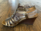 Vince Camuto Brianne Gunmetal Gladiator Wedge Sandals Beads  Sequin Women s 9b