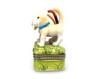 Trio Of Dogs Hinged Trinket Box W mini  Bone Inside vintage 2 5  X 3 