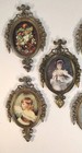Vtg Small 6 In Ornate Brass Oval Frames   Mini Prints Lot Of 5 Italy Victorian