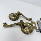 Vtg Brass Lever Door Handles Old Gold Retro Rope Edge Beading Grandeur Newport