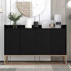 Trexm Modern Sideboard Buffet Cabinet With Large Storage For Dining Room Black