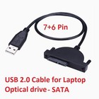 Usb 2 0 To 7 6 13pin Cable For Sata 2nd Hard Drive Adapter Caddy   Optical Drive