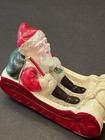 Old Celluloid Santa In Sleigh W  Reindeer Japan Vintage Christmas 1930s As Is