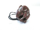 Netsuke Wood Carving Mouse Rat Japanese Handmade Edo Style Kimono Accessory