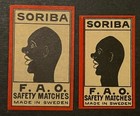 Travelstamps  Sweden Matchbox Labels - Soriba F a o  Safety Matches - 2 Sizes