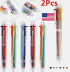 2x set Multi-color Ballpoint Pen 6-in-1 Color Ball Point Pen Office School Kids