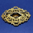 Antique Sash Pin Brooch Victorian Floral Vine Big Faceted Glass Art Nouveau