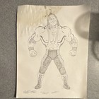 Bret Hart Original Signed Ooak Pencil Drawing Paper Guy Dorian Wwf Toy Concept