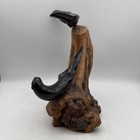 Vintage John Perry Studio Two Otters Burl Wood Art Sculpture