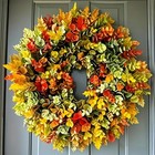 Artificial Fall Flower Wreath Autumn Foliage Front Door Christmas Home Decor