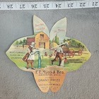 1901 Die-cut Trade Card F e  Myers Ashland Oh Hat Shape Pump Hay Tool Ad
