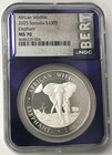 2025 Somalia 100 Shillings 1oz  9999 Silver African Wildlife Elephant Ngc Ms70