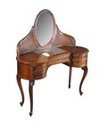 French Louis Xvi Caned Cherry Mirrored Kidney Dressing Vanity Desk