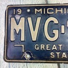Vintage Michigan License Plate Tag Sign 1973 Blue Great Lake Man Cave Mvg-969