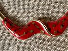 1980   s Vtg Omega Chain Bib Necklace Red Enamel Black Gold Vine Unique Choker