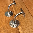 2x Vintage Chrome On Brass Hand Rail Brackets Stair Old Handrail  cd31 