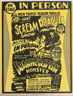 Frankenstein   Dracula   Wolf Man Vintage 1950s Spook Show Window Card Rare 