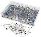 Dressmaker s Sewing Pins - 500 Count  Straight Pins With Colored Glass Heads 