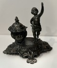 Antique Victorian Ornate Statue  Inkwell Art Nouveau Ink Pot 19th Century