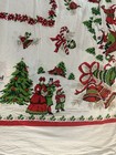 Vintage 1950s Rectangular Christmas Tablecloth Bells Sleigh Carolers
