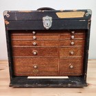 Antique National Cabinet Co Portable Dental Instrument Case Cabinet Oak Drawers
