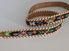 Vintage Native American Southwest Leather Seed Bead Colorful Symbols Belt Adj 