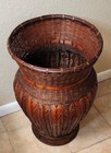 Vintage Large 26  Hand Woven Japanese Ikabana Basket Floor Vase