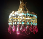 Colored Crystal Chandelier Lighting  One Of A Kind  Antique Brass And Leaded Cry