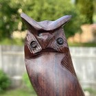 Vintage Ironwood Hand Carved Wooden Owl Bird  Figurine Sculpture 6    Mcm Decor
