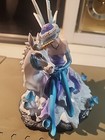 Sitting Blue Winter Fairy With Unicorn Display Figurine Statue Ornament