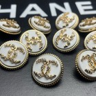10 Chanel Buttons Gold Cc Logo With Stones Metal 20mm Vintage