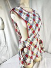 Vtg Full Cotton Floral Bib Apron Tie Back 25  Long Grandma Cottagecore Free Ship